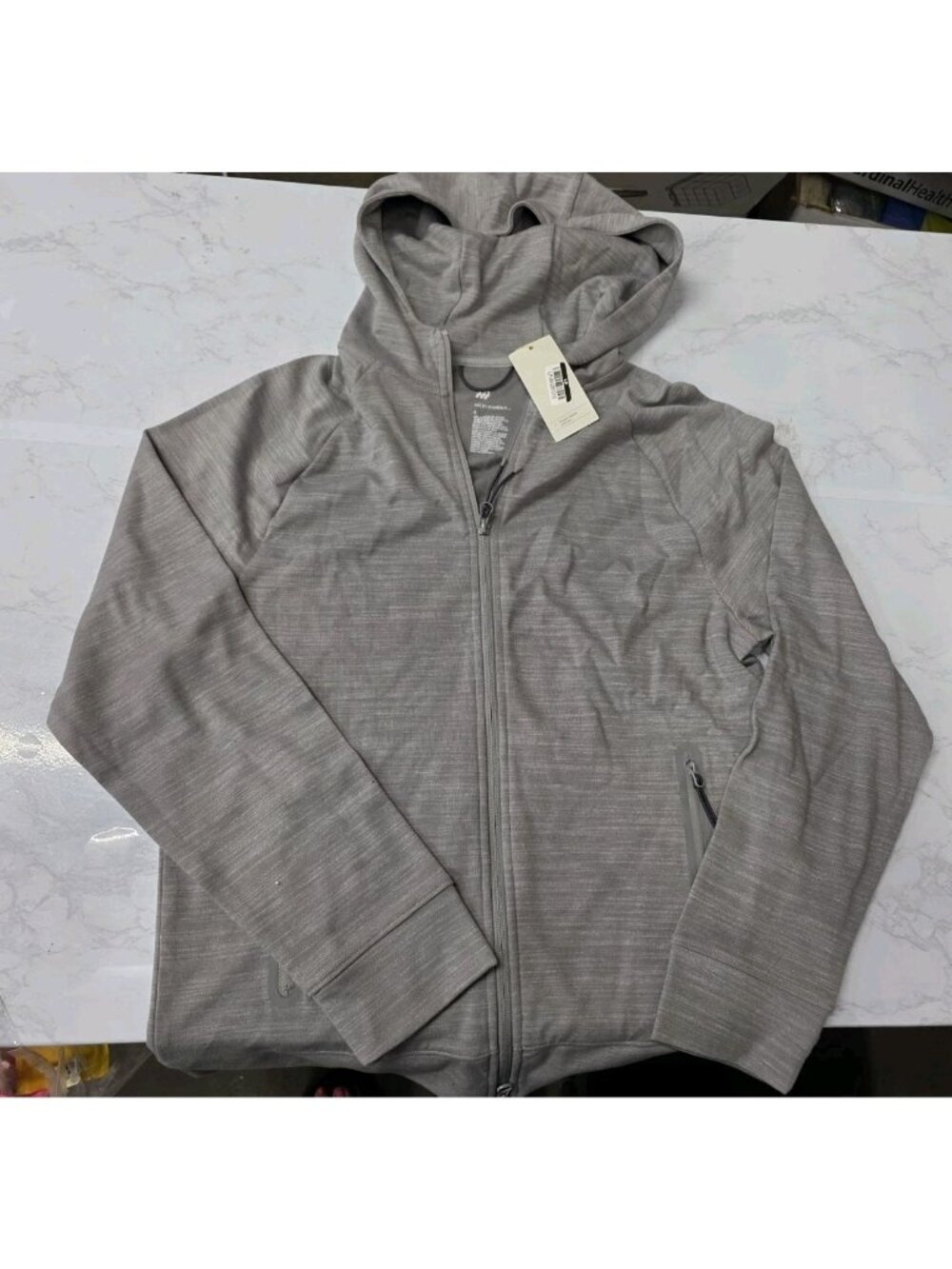 All in Motion Men’s S Gray Siro Ponte Full Zip Hoodie Zip Pockets NWT. Wl491